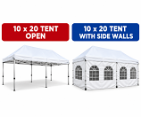 10x20 Tent Rental – Open or With Sidewalls