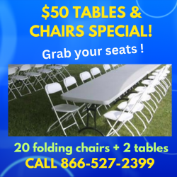 $50 TABLES & CHAIRS SPECIAL